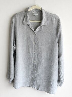J. Jill 100% Linen Button-Up Top | Lightweight Relaxed Fit | XL